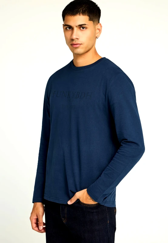 FUNKY BUDDHA Μακρυμάνικο T-shirt με Funky Buddha τύπωμα στο στήθος