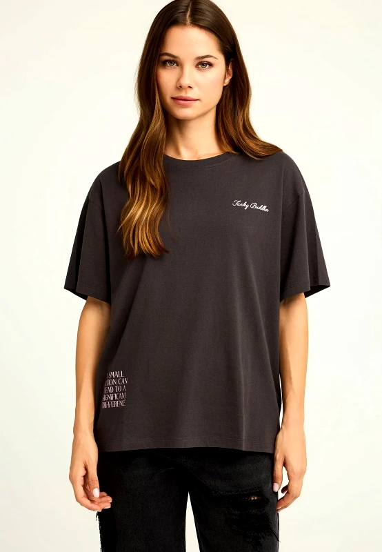 FUNKY BUDDHA Τ-shirt με τύπωμα στην πλάτη text artwork