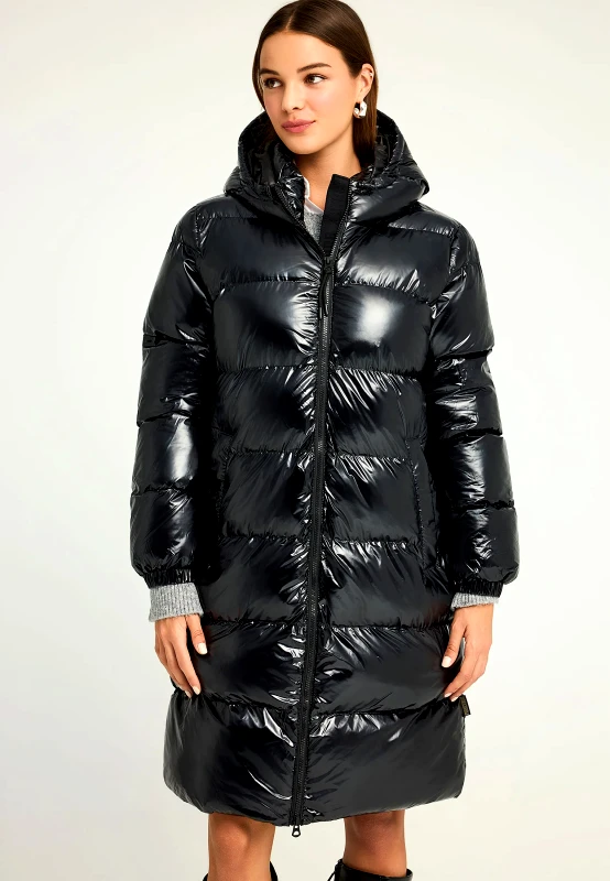 FUNKY BUDDHA Regular fit μακρύ puffer μπουφάν με κουκούλα