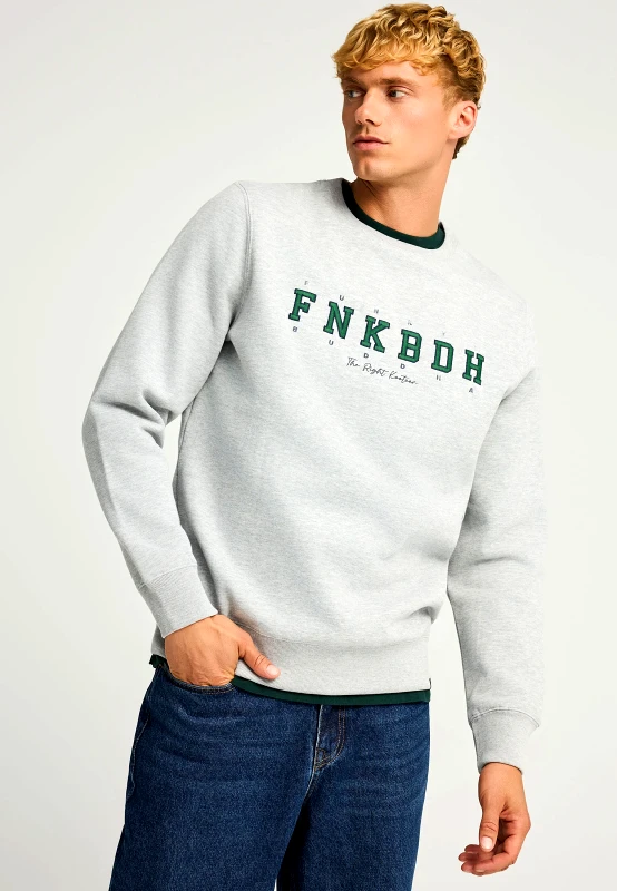 FUNKY BUDDHA Relaxed fit φούτερ με κέντημα στο στήθος