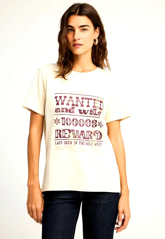 FUNKY BUDDHA T-shirt με τύπωμα "Wanted and wild"