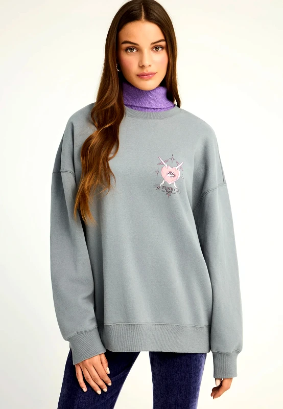 FUNKY BUDDHA Relaxed fit φούτερ με τύπωμα στην πλάτη