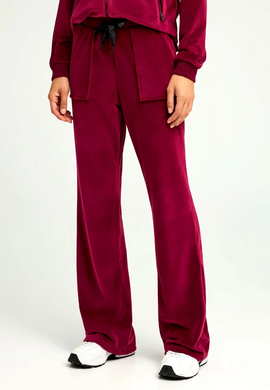 FUNKY BUDDHA Flare fit παντελόνι φόρμας σε βελουτέ ύφασμα