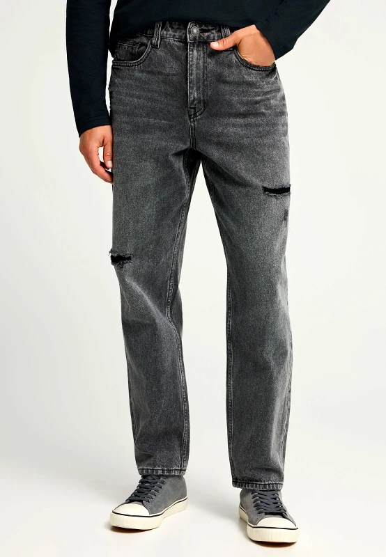 FUNKY BUDDHA Loose fit τζιν παντελόνι με washed effects