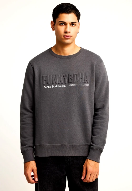 FUNKY BUDDHA Ανδρικό φούτερ λαιμόκοψη με τυπωμένο logo
