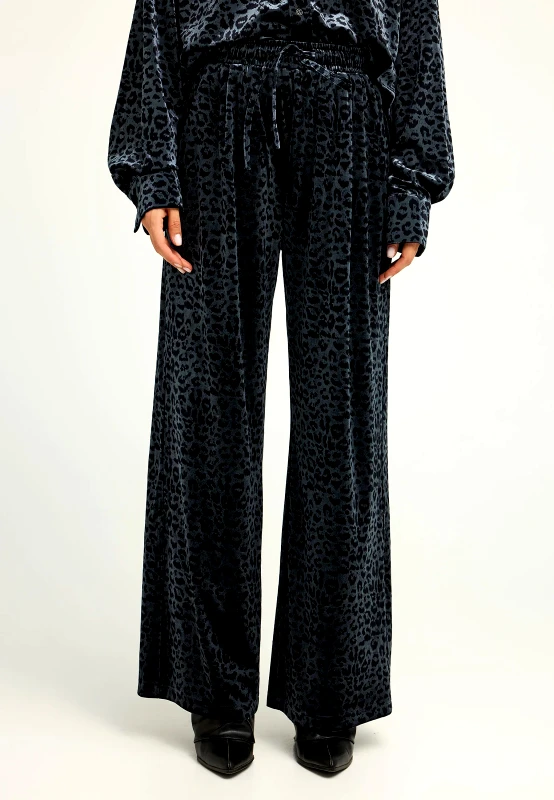 FUNKY BUDDHA Βελουτε παντελόνι φόρμας με animal print