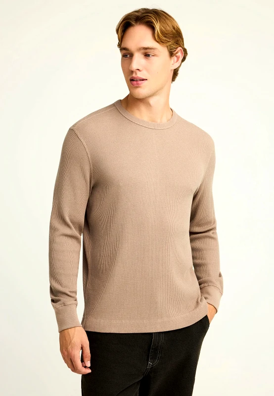 FUNKY BUDDHA Relaxed fit μονόχρωμη μακρυμάνικη μπλούζα