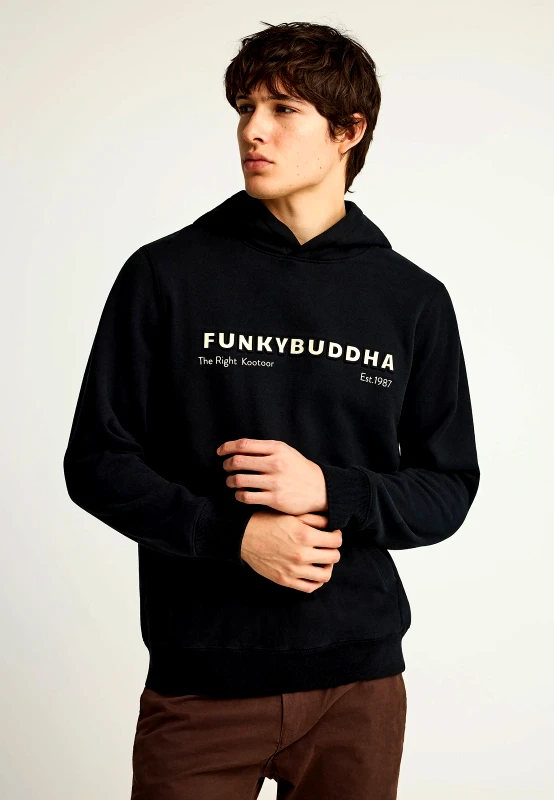 FUNKY BUDDHA Φούτερ με κουκούλα και τύπωμα στο στήθος