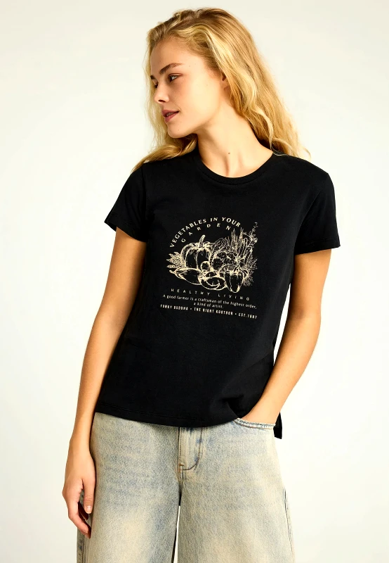 FUNKY BUDDHA T-shirt με τύπωμα “Vegetables in Your Garden