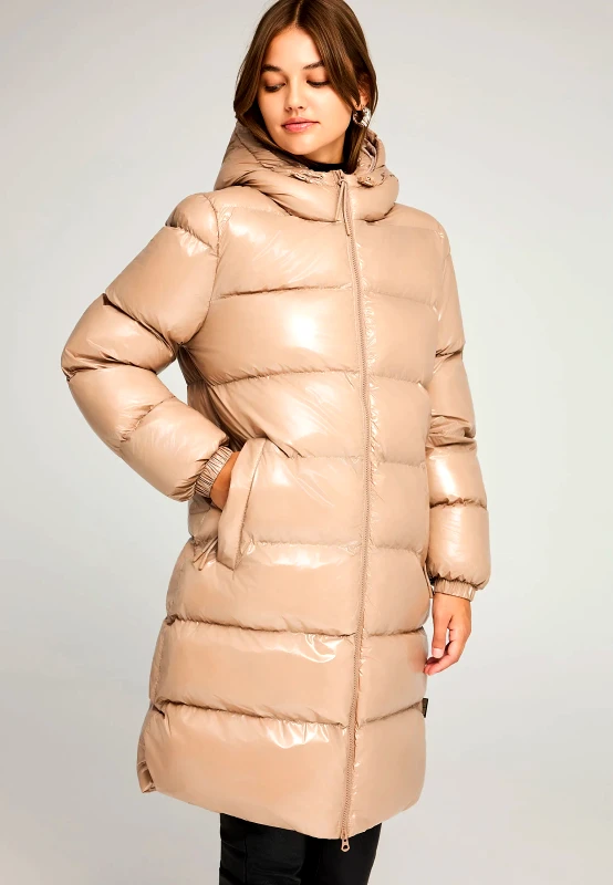 FUNKY BUDDHA Regular fit μακρύ puffer μπουφάν με κουκούλα