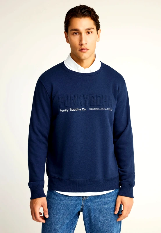 FUNKY BUDDHA Ανδρικό φούτερ λαιμόκοψη με τυπωμένο logo