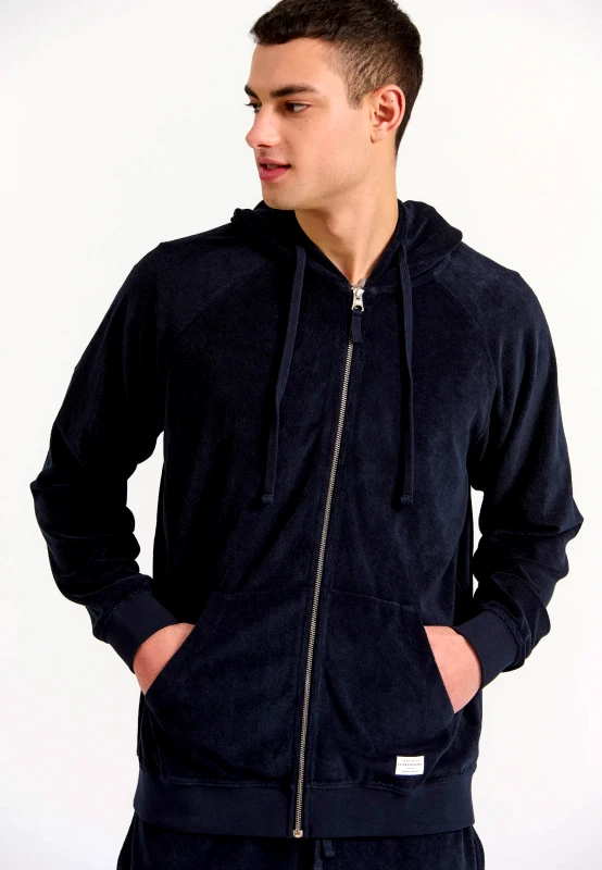 FUNKY BUDDHA Relaxed fit φούτερ ζακέτα σε πετσετέ ύφασμα