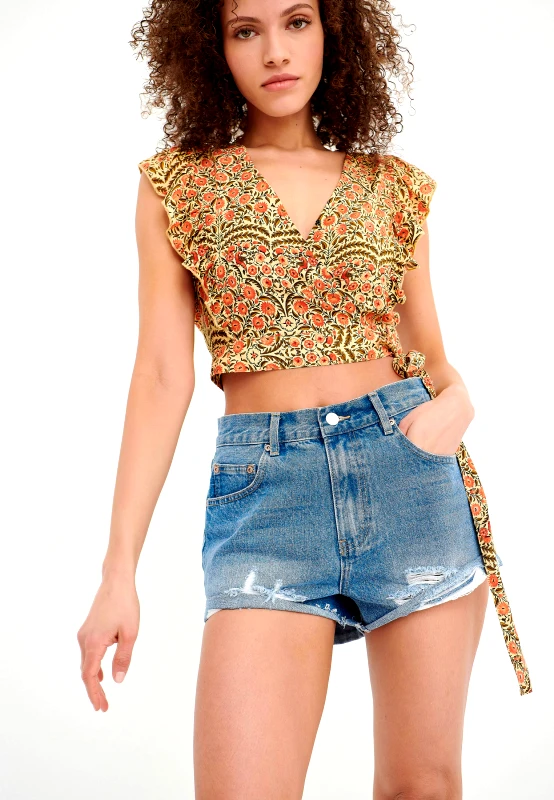 FUNKY BUDDHA Boyfriend fit τζιν σορτς