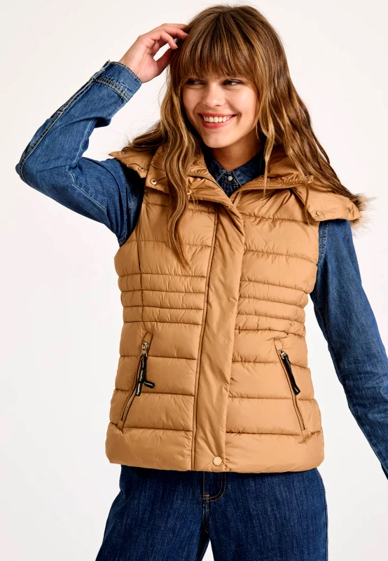 FUNKY BUDDHA Αμάνικο καπιτονέ puffer μπουφάν με αποσπώμενη γούνα