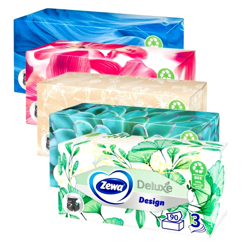 Zewa Επιτραπέζια χαρτομάντηλα Zewa Deluxe Design 3φυλλα 90τμχ