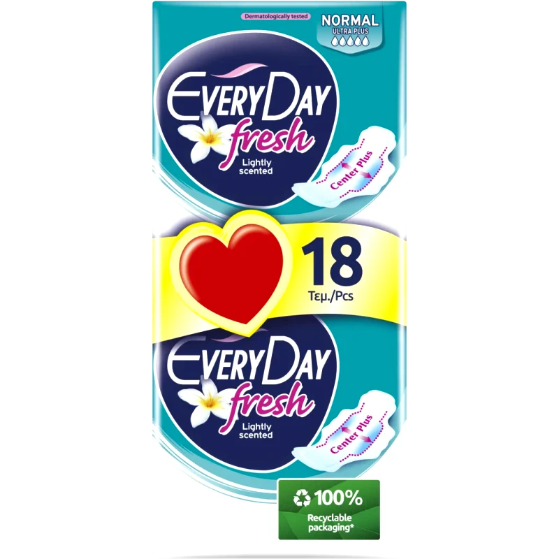EveryDay Σερβιέτες EveryDay Fresh NORMAL Ultra Plus Οικονομική Συσκευασία 18τεμ