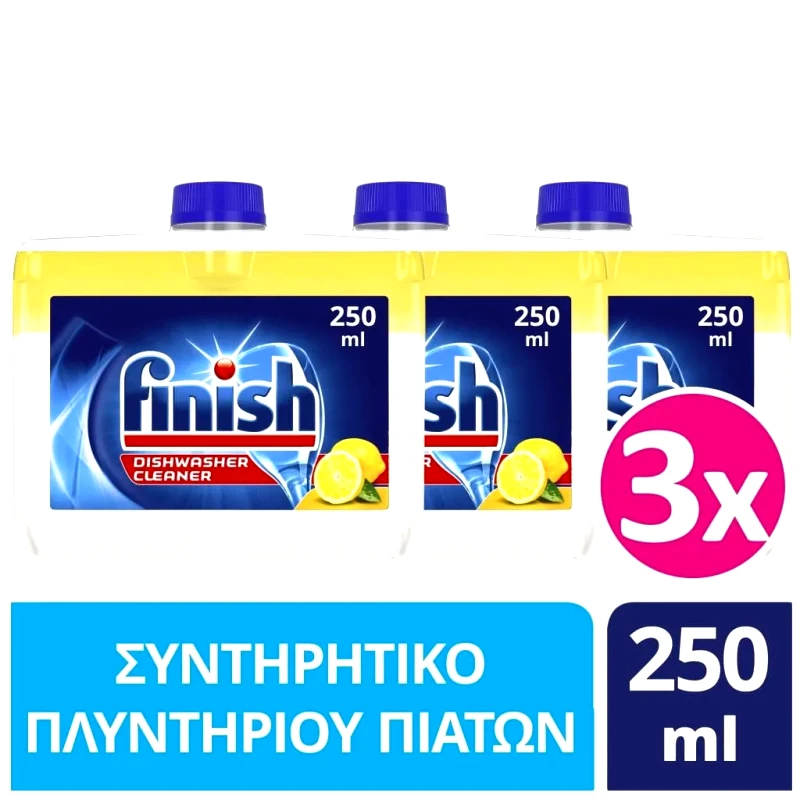 Finish Finish Συντηρητικό Πλυντηρίου Πιάτων Άρωμα Λεμόνι 3x250ml