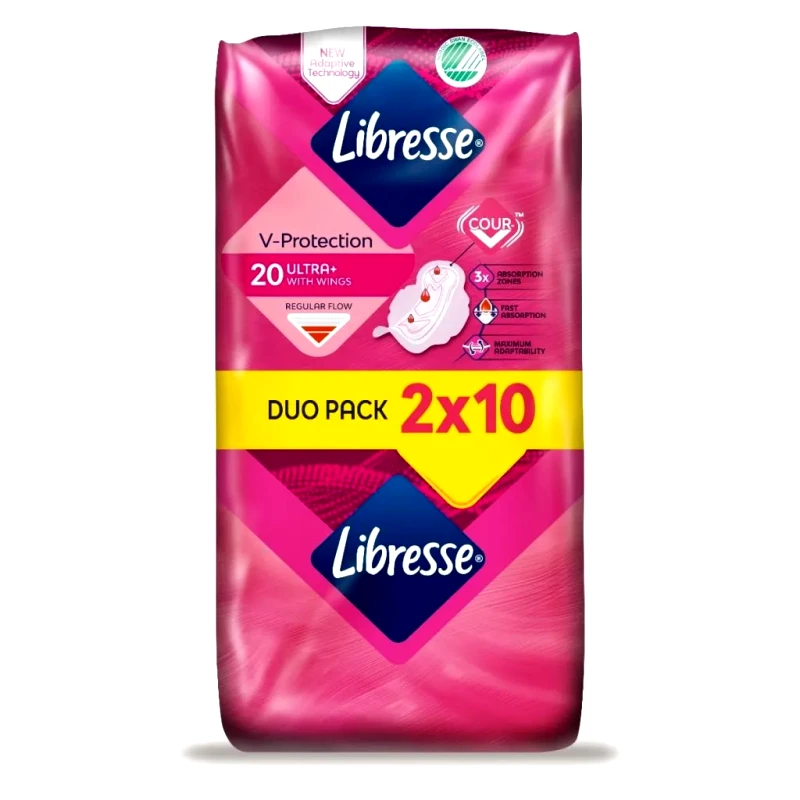 Libresse Libresse V-Protection Ultra+ Duo Pack Σερβιέτες Με Φτερά 20τμχ