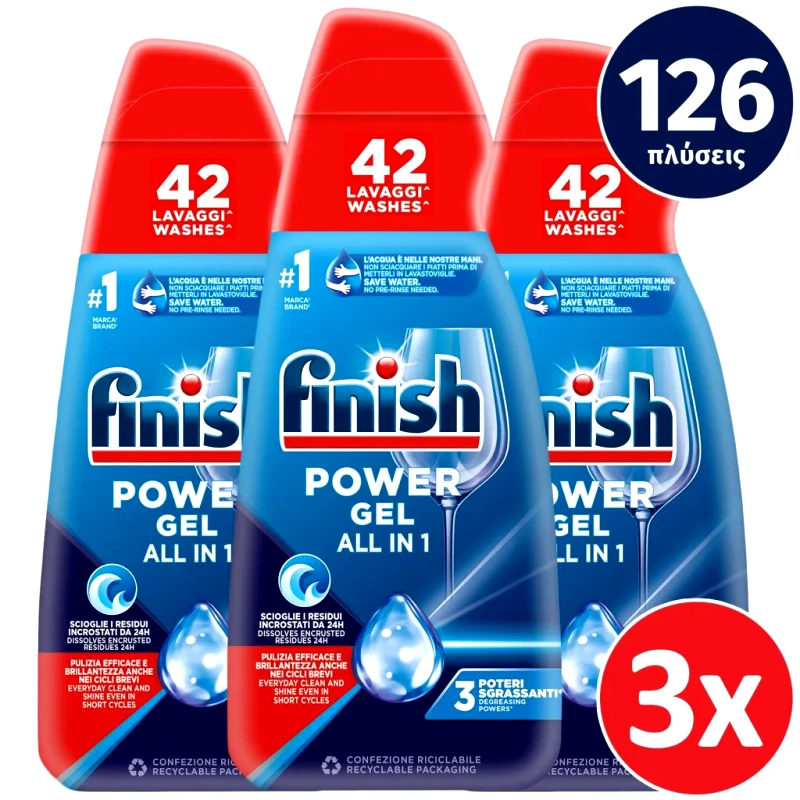Finish Finish Υγρό Πλυντηρίου Πιάτων Gel 2820ml (3*940ml)