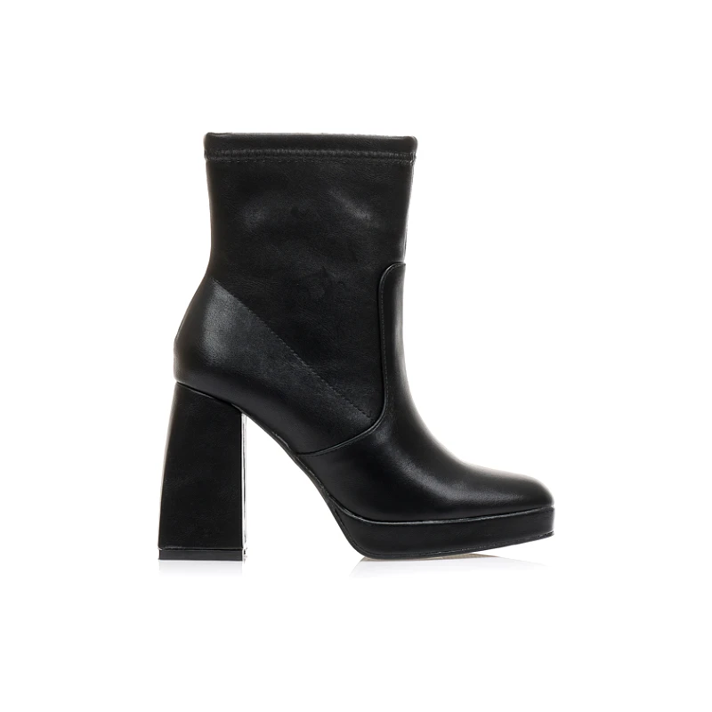 Tsoukalas Μποτάκια μαύρα δερματίνη με φερμουάρ ΜΑΥΡΟ