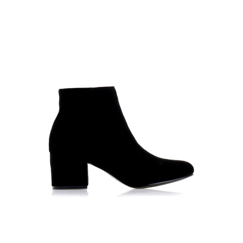 Tsoukalas Μποτάκια μαύρα σουέτ με φερμουάρ ΜΑΥΡΟ