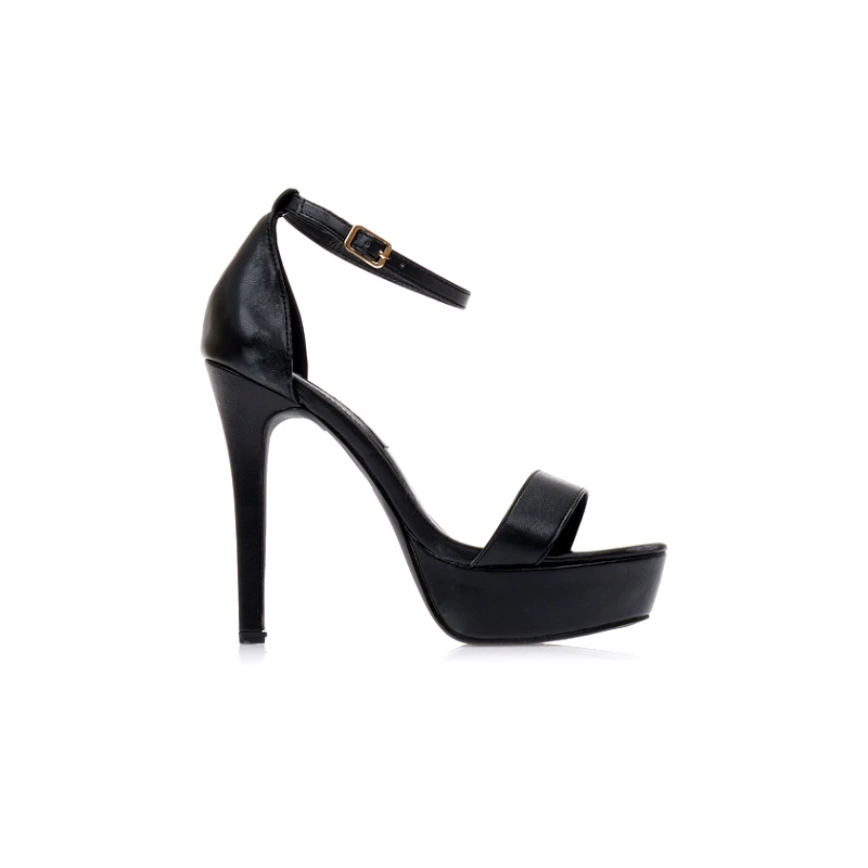 Tsoukalas Πέδιλα μαύρα δερματίνη με φιάπα και λουράκι στον αστράγαλο ΜΑΥΡΟ