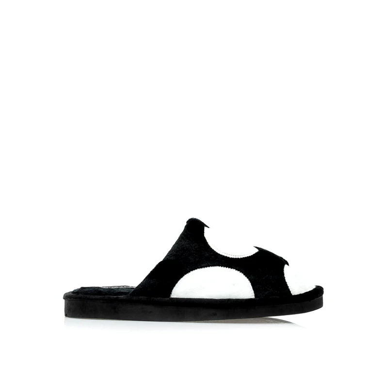 Tsoukalas Παντόφλες μαύρες σούετ πουά ΜΑΥΡΟ