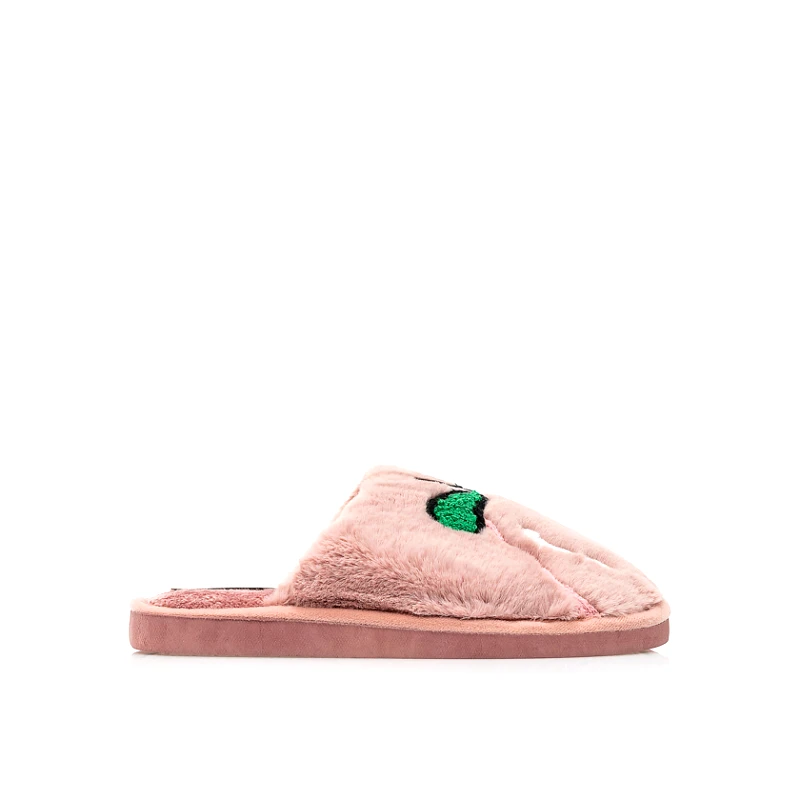 Tsoukalas Παντόφλες ροζ γούνινες με σχέδιο αχλάδι ΡΟΖ