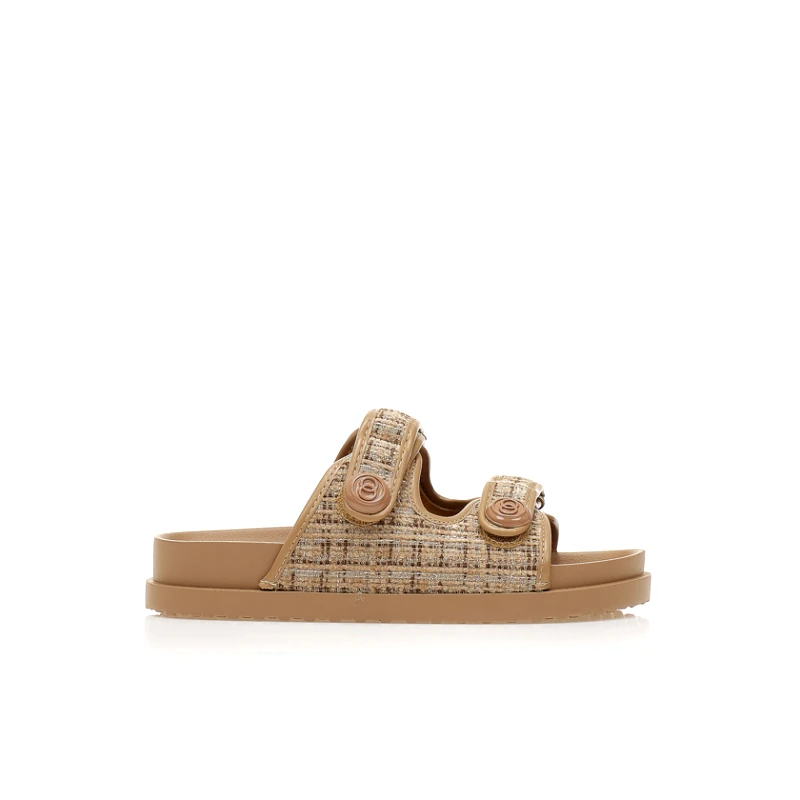 Tsoukalas Flatforms πούρο σουέτ με καρό σχέδιο και σκρατς ΠΟΥΡΟ