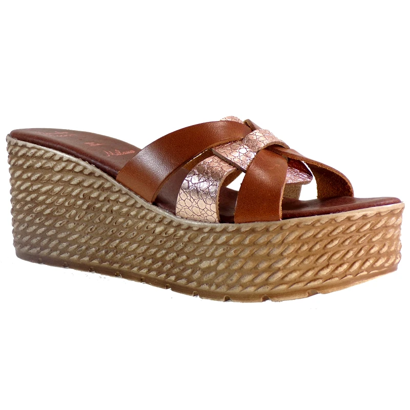 Alessandra Paggioti Alessandra Paggioti Γυναικείες Πλατφόρμες Παντόφλες 47661 Ταμπά Δέρμα