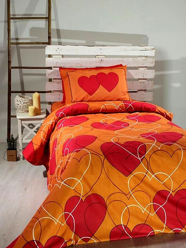Sunshine Σεντόνια Μονά (Σετ) 165X270 Sunshine Cotton Feelings Εμπριμέ 910 Orange Χωρίς Λάστιχο (165x270)