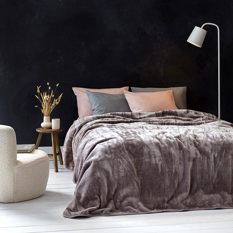 Nima Κουβέρτα Βελουτέ Μονή 160X220 Nima Cigar Beige Coperta (160x220)