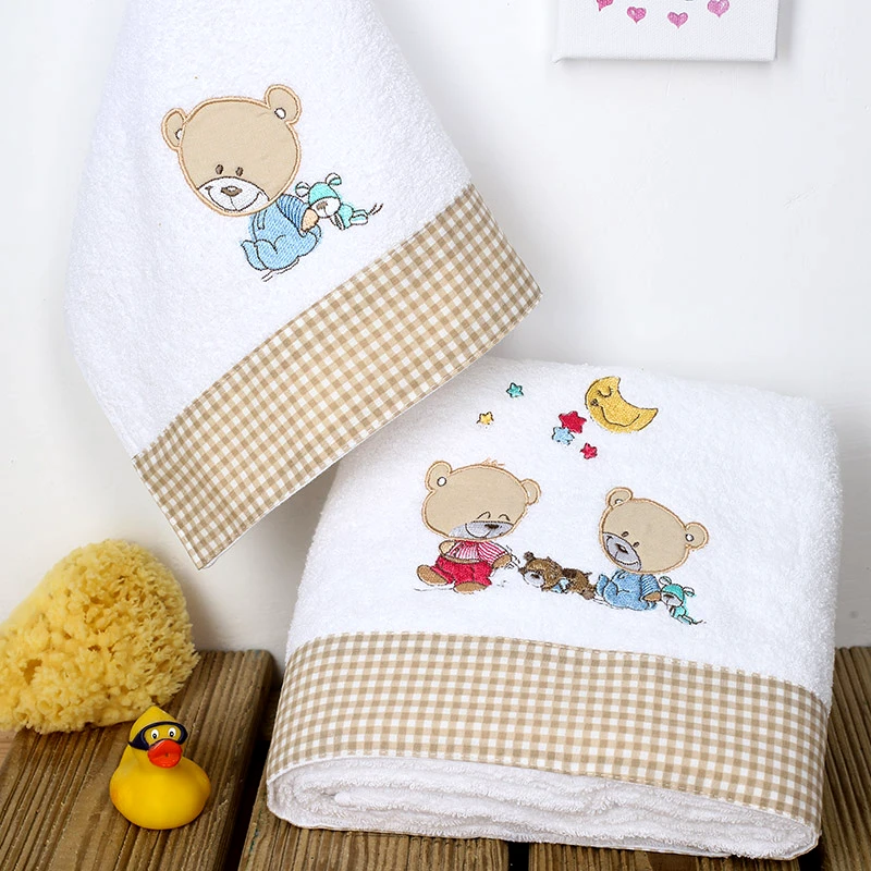 Dimcol Βρεφικές Πετσέτες (Σετ 2 Τμχ) Dimcol Happy Bears 21 Λευκό