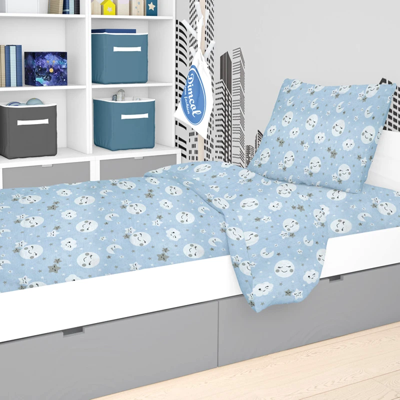 Dimcol Παπλωματοθήκη Μονή 160X240 Dimcol Smile 81 Blue (160x240)