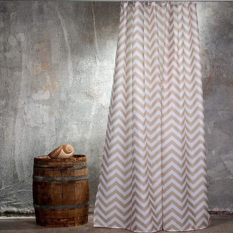 Melinen Κουρτίνα Μπάνιου 180X180 Melinen Zig Zag Beige (180x180)
