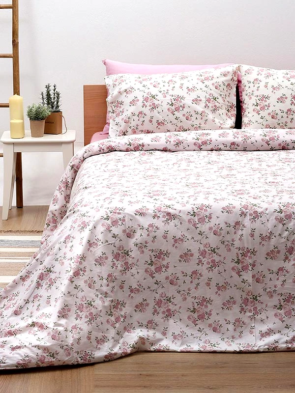 Sunshine Σεντόνια Διπλά (Σετ) 200X270 Sunshine Cotton Feelings 929 Pink Χωρίς Λάστιχο (200x270)