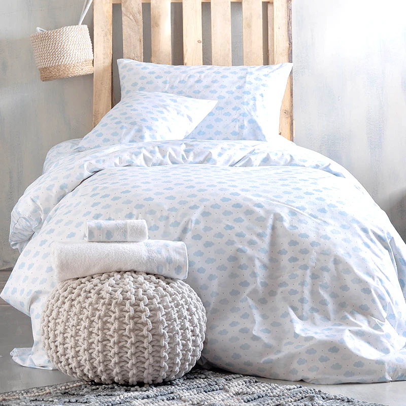 Rythmos Home Παπλωματοθήκη Μονή (Σετ) 160X250 Rythmos Cloudy Μπλε (160x250)