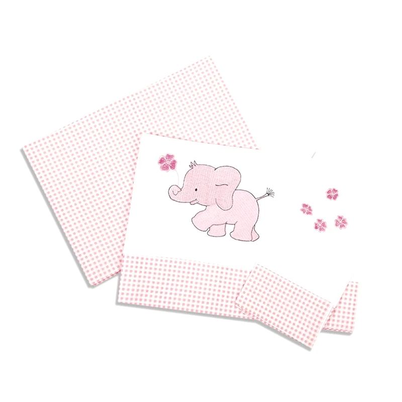 Dimcol Σεντόνια Κούνιας (Σετ) 120X170 Dimcol Ελεφαντακι 17 Ροζ Χωρίς Λάστιχο (120x170)