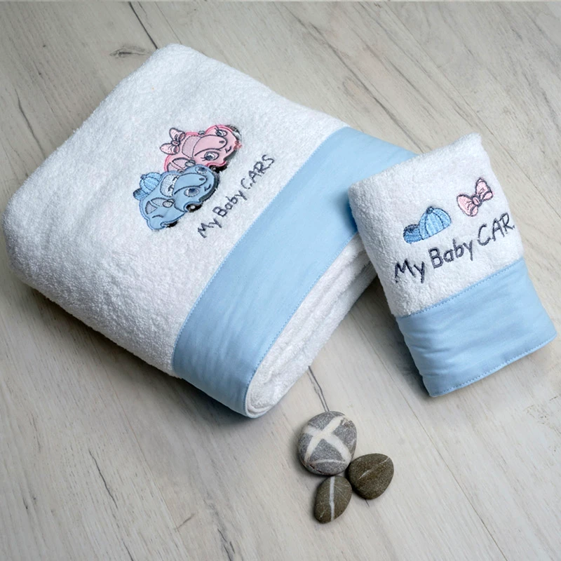 Sb Home Βρεφικές Πετσέτες (Σετ 2 Τμχ) Sb Home My Baby Cars Blue Μπλε