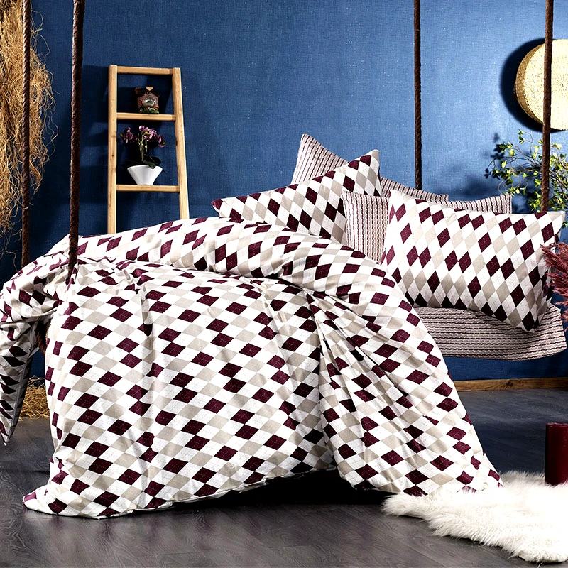 Dimcol Σεντόνια Φανελένια Μονά (Σετ) 160X240 Dimcol Diamond 326 Burgundy Χωρίς Λάστιχο (160x240)