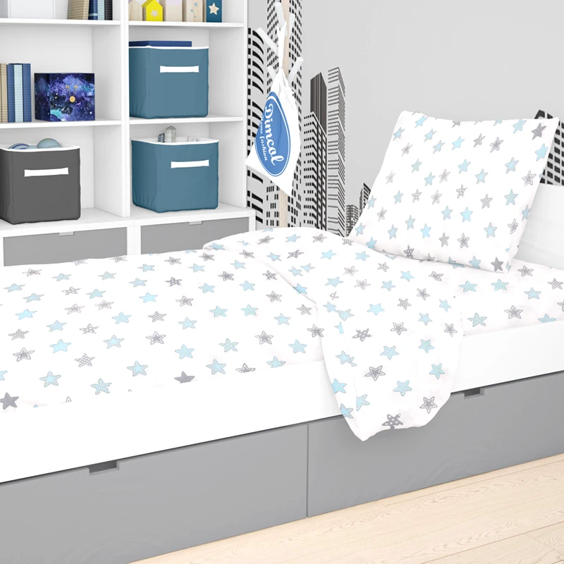 Dimcol Σεντόνια Μονά (Σετ) 160X240 Dimcol Star 104 Sky Χωρίς Λάστιχο (160x240)