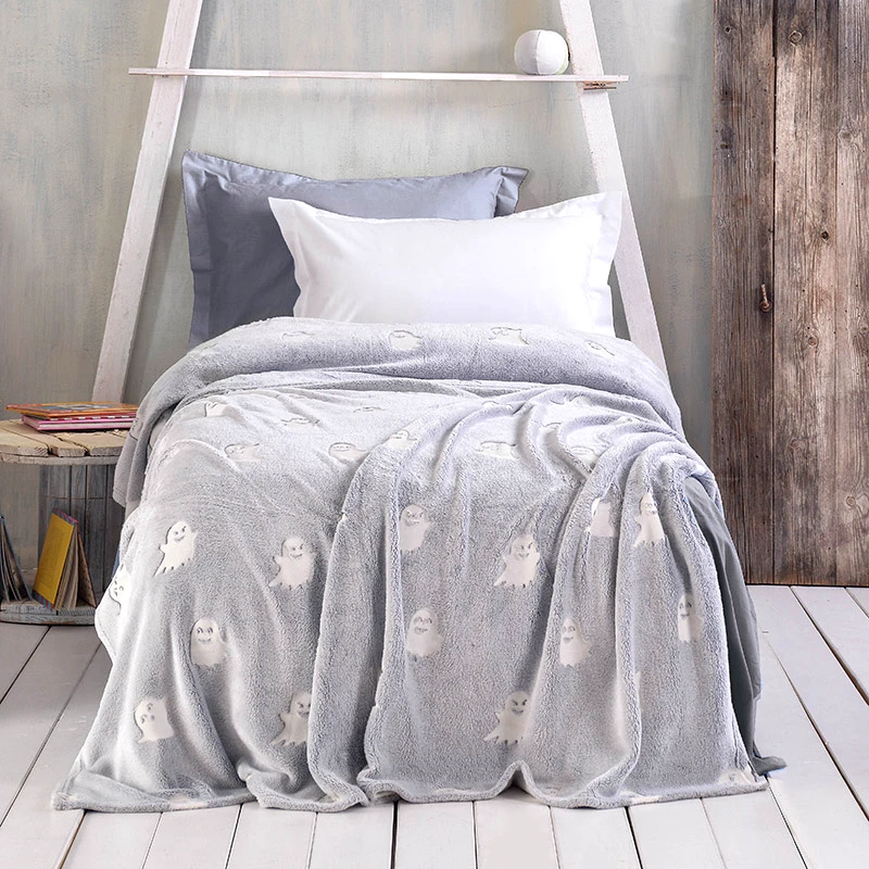 Rythmos Home Κουβέρτα Fleece Μονή 160X220 Rythmos Spooggi Γκρι Ανοιχτό (160x220)