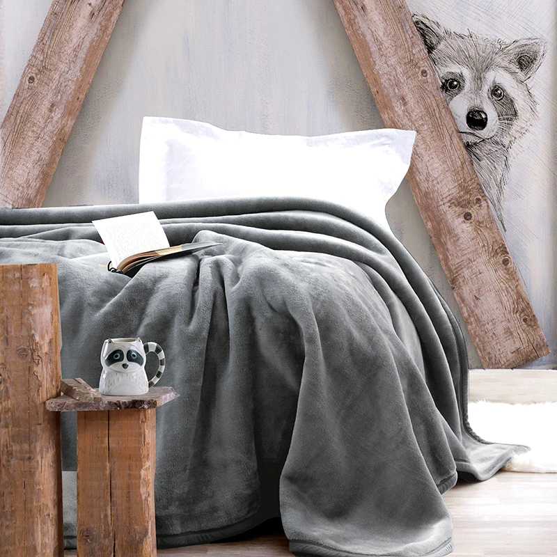 Rythmos Home Κουβέρτα Βελουτέ Μονή 160X220 Rythmos Velour Γκρι (160x220)