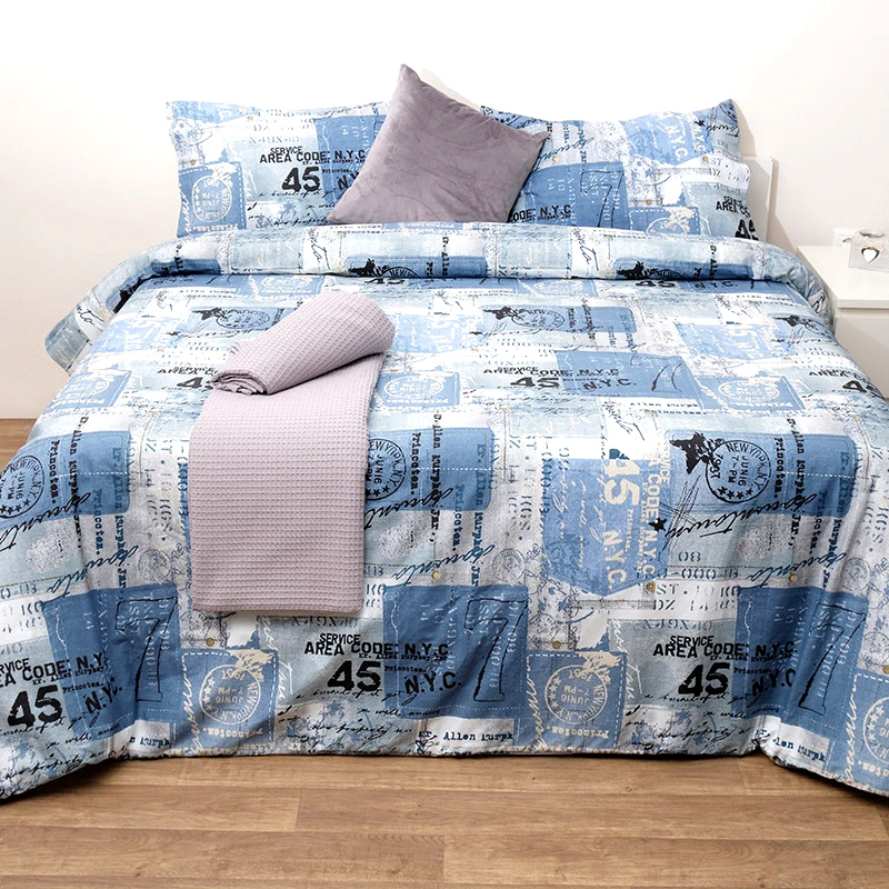 Viopros Πάπλωμα Ημίδιπλο (Σετ) 180X240 Viopros Νεα Υορκη Μπλε (180x240)