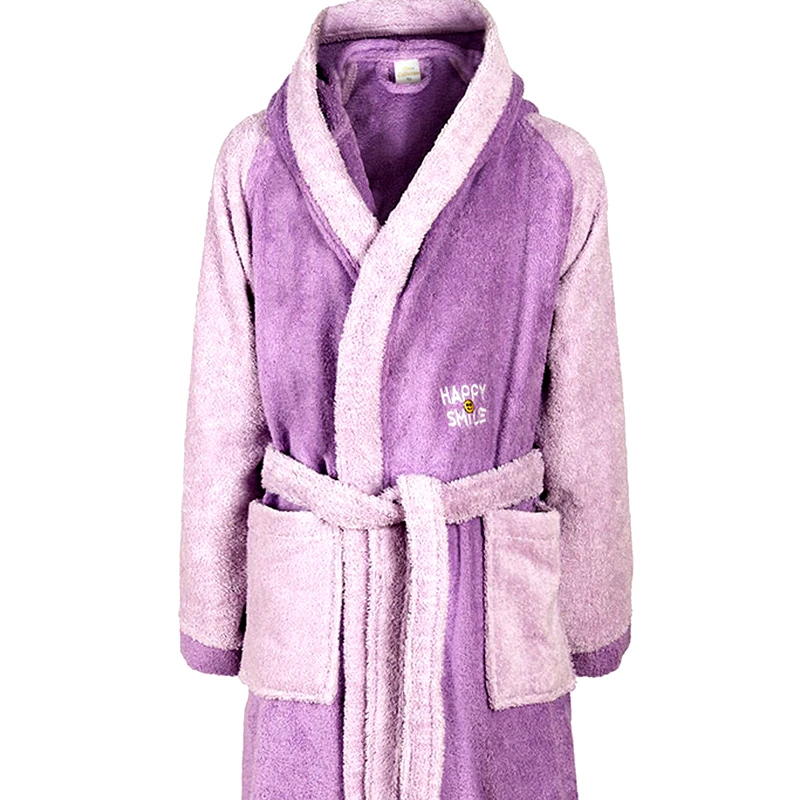 Dimcol Βρεφικό Μπουρνούζι Με Κουκούλα 4 Dimcol Happy Smile Μωβ