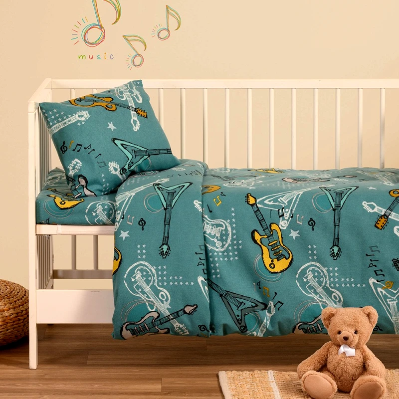 Melinen Παπλωματοθήκη Φανελένια Κούνιας 110X160 Melinen Winter Baby Music Petrol (110x160)