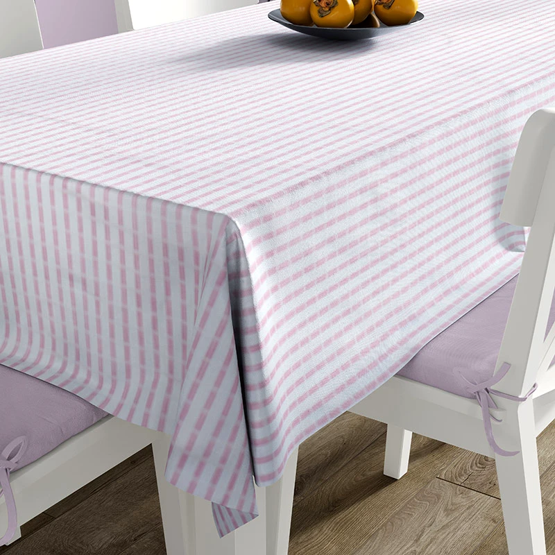 Dimcol Τραπεζομάντηλο 140X140 Dimcol Νηματοβαφή White-Pink (140x140)