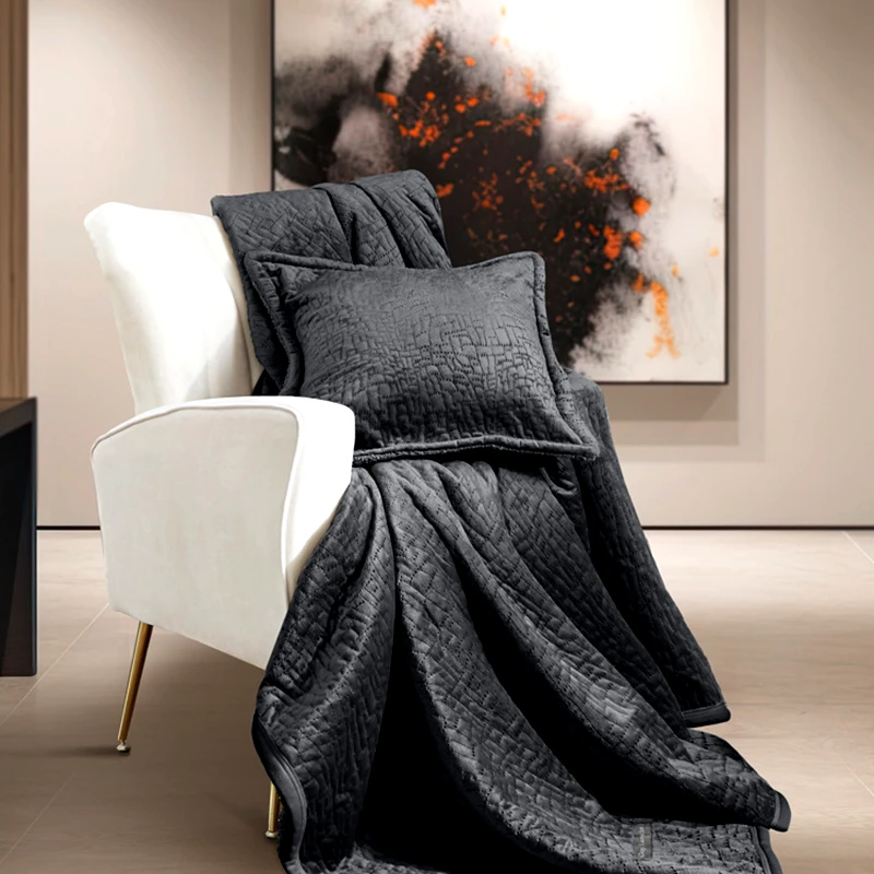 Guy Laroche Κουβέρτα Καναπέ 130X170 + Μαξιλαροθήκη Guy Laroche Bolzano Anthracite (130x170)