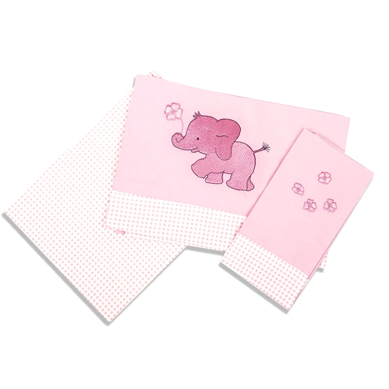 Dimcol Σεντόνια Κούνιας (Σετ) 120X170 Dimcol Ελεφαντακι 15 Ροζ Χωρίς Λάστιχο (120x170)