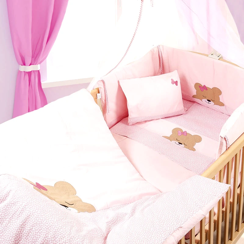 Dimcol Κουνουπιέρα 160X490 Dimcol Sleeping Bears Cub 14 Ροζ (160x490)